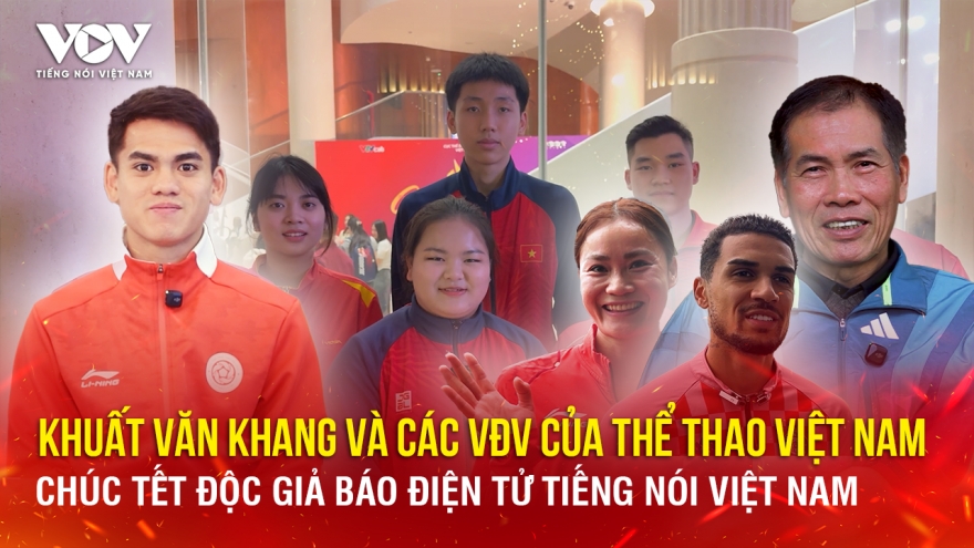 Khuất Văn Khang và các VĐV của thể thao Việt Nam chúc Tết độc giả VOV.VN
